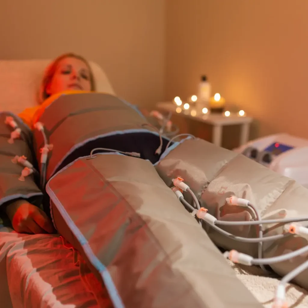 Tratamiento de presoterapia en Estética Ito para mejorar la circulación, reducir retención de líquidos, aliviar piernas cansadas y favorecer el drenaje corporal.