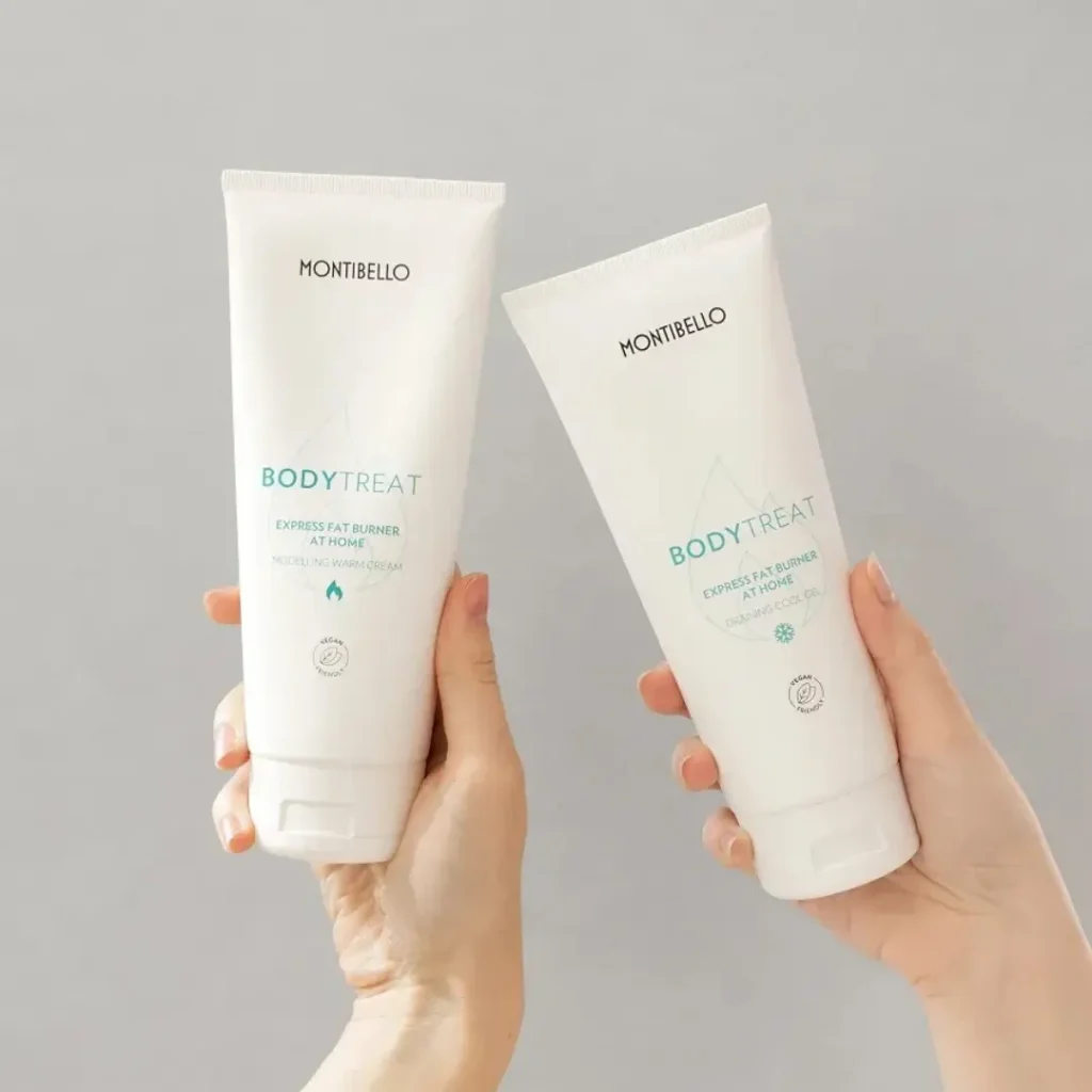 Pack corporal reductor Montibello Body Treat Fat Burner con crema efecto calor y gel frío reafirmante para celulitis en Estética Ito.